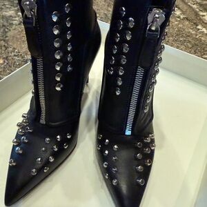 Alexander McQueen Black Studded Ankle Boots